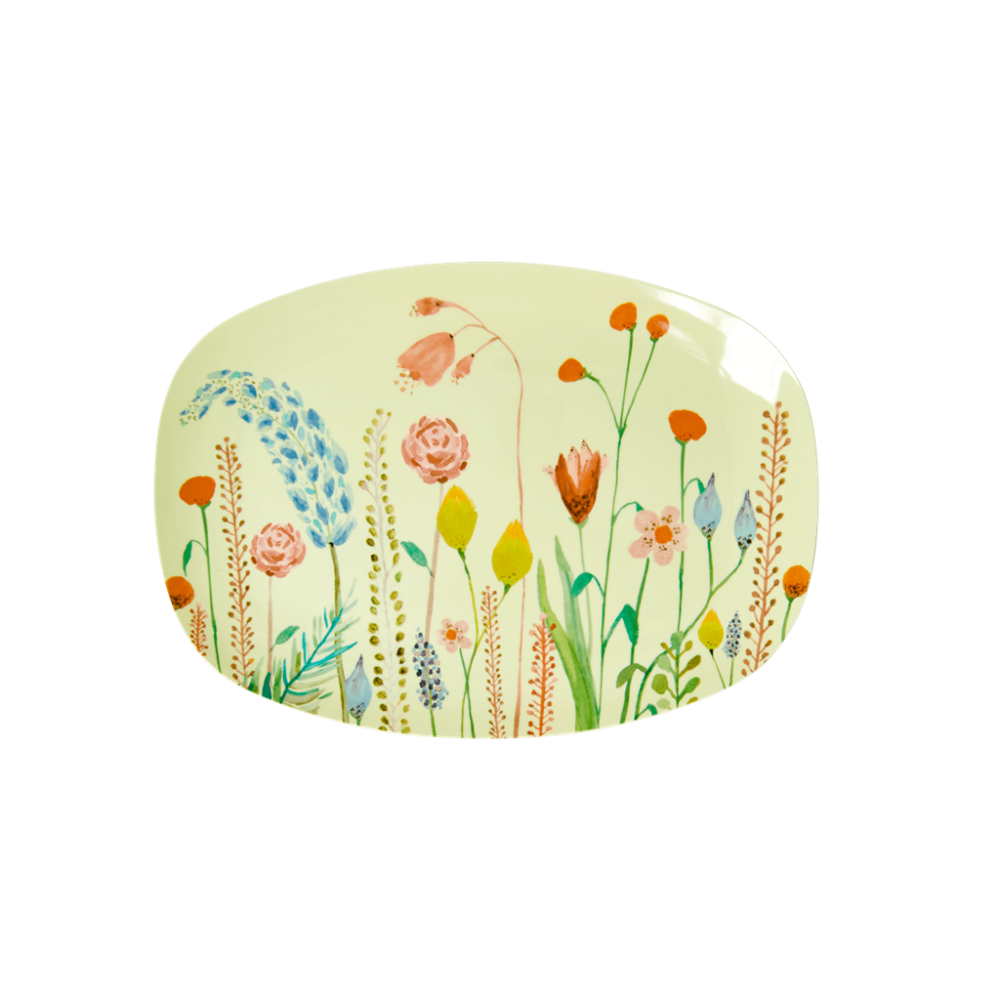 Summer Flower Print Small Rectangular Melamine Plate By Rice DK